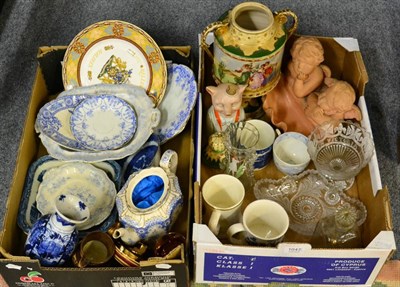 Lot 1047 - Two boxes of various ceramics and glass