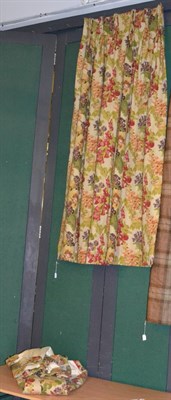 Lot 1067 - Pair of fully lined and interlined Voyage style floral curtains, printed with assorted flowers...