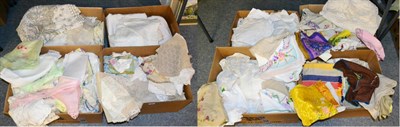 Lot 1073 - A large quantity of white table linen, embroidered items, linen table mats, cloths, and other items