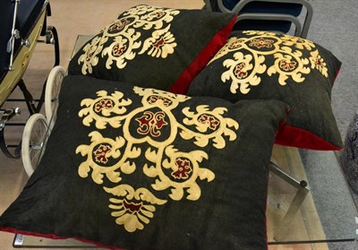 Lot 1082 - Three Uzbek embroidered cushions