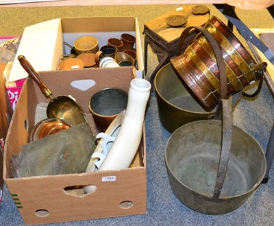 Lot 1084 - A group of assorted kitchenalia and other items to include: pans; T G Green caster; brass...