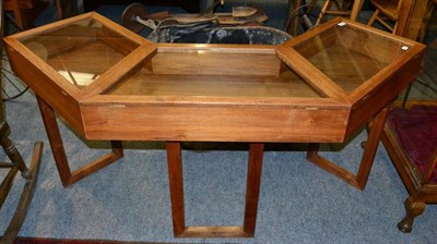 Lot 1087 - 1970's teak corner display cabinet of curved form