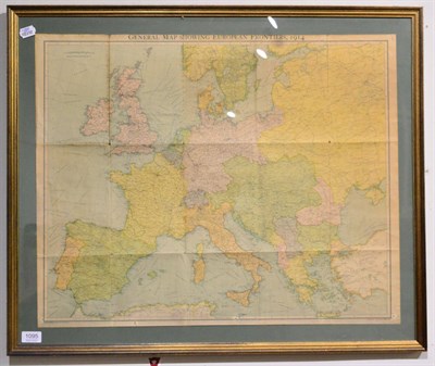 Lot 1095 - General map showing European frontiers, 1914, framed and glazed