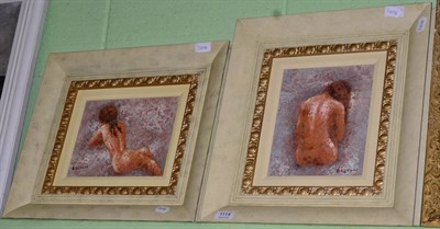 Lot 1114 - Barton (20th century) Studies of nudes, a pair of oils on board