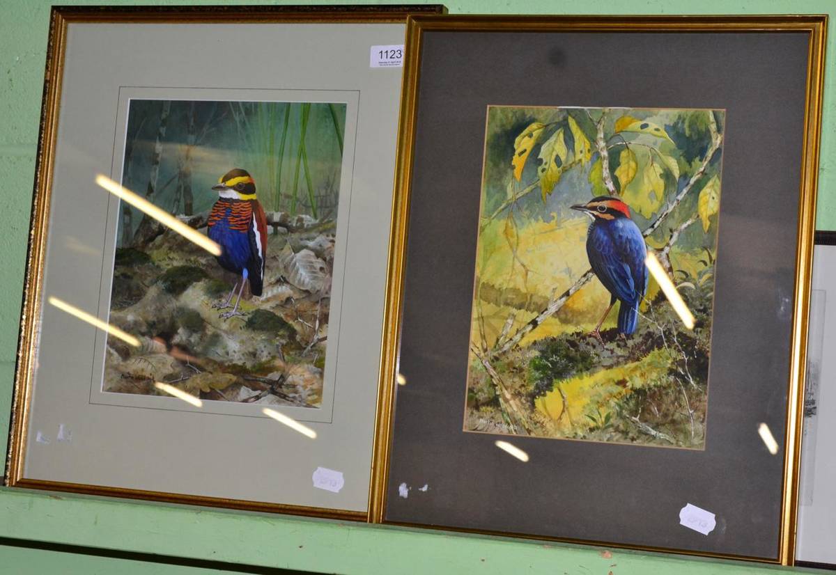 Lot 1123 - Martin Woodcock (Contemporary) ";Banded Pitta"; and ";Blue Pitta (South-East Asia)";, each...