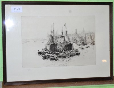 Lot 1124 - W L Wyllie shipping scene, etching