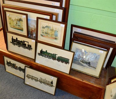 Lot 1135 - Four signed railway prints after Terence Cuneo with fourteen assorted prints and watercolours (18)