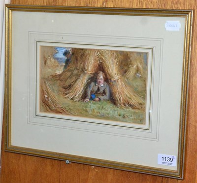 Lot 1139 - English School (late 19th century) Hide and Seek Amongst the Stooks, monogrammed and dated...