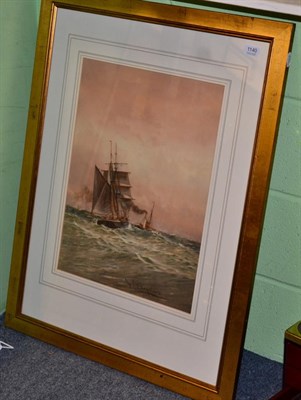 Lot 1140 - W J Boyce, Shipping scene, signed and dated 1906, watercolour