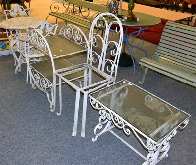 Lot 1171 - A group of white painted metal garden furniture