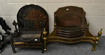 Lot 1179 - Two fire grates and a cast iron fire back