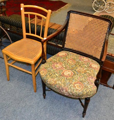 Lot 1185 - Two occasional chairs, one cane backed the other cane seated