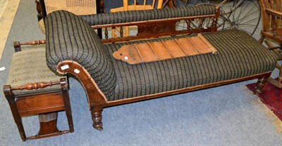 Lot 1186 - A late Victorian chaise longue; a piano stool; and a hymn board