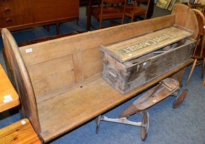 Lot 1190 - A pine pew together with a Slazenger croquet set