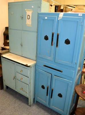 Lot 1208 - Two 1950's painted kitchen cabinets