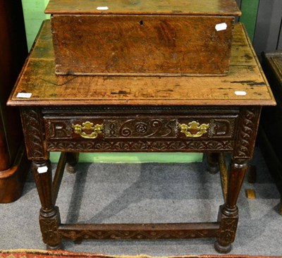 Lot 1243 - A 17th century oak side table, carved with the initials RD and dated 1695