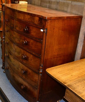 Lot 1249 - A 19th century mahogany bow fronted five height chest of drawers