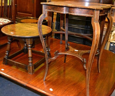 Lot 1252 - An inlaid rosewood occasional table and a 19th century circular oak low coffee table