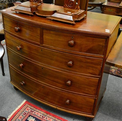 Lot 1264 - A Victorian mahogany bow fronted chest of drawers