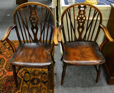 Lot 1285 - A pair of oak and elm Windsor chairs