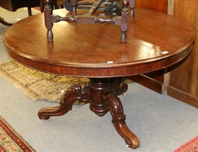 Lot 1308 - A Victorian mahogany circular breakfast table, on carved supports