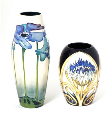 Lot 14 - A Moorcroft pottery TRIAL vase in the Cornflower Calvacade pattern, with painted and impressed...