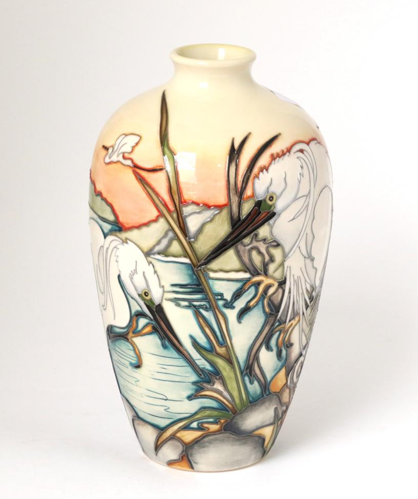 Lot 17 - A Moorcroft pottery vase by Kerry Goodwin in the Life On The Estuaries pattern, 99/125, with...