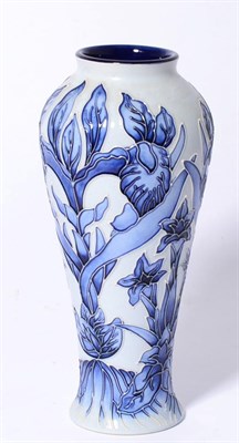 Lot 56 - A Moorcroft pottery blue on blue engobe; gentian trial 122/8 vase designed by Philip Gibson