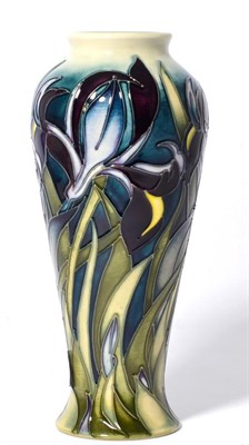 Lot 58 - A Moorcroft pottery ruffled velvet pattern 122/8 vase, no 47/100 signed by Emma Bossons
