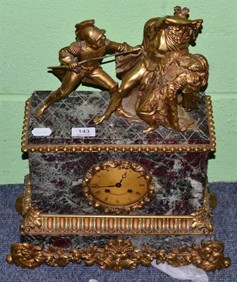 Lot 143 - A French figural gilt metal mounted green marble striking mantle clock