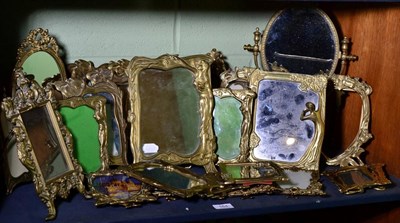 Lot 164 - A collection of assorted brass frames and mirrors