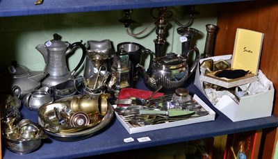 Lot 165 - A large collection of silver, silver plate and pewter including scent bottle (qty)