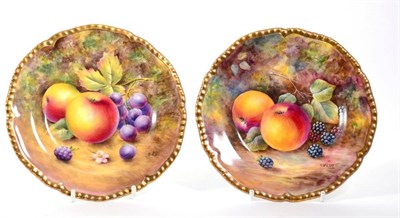 Lot 168 - Two Royal Worcester fruit painted plates, one signed B Cox, the other signed J Skerrett, 15cm each