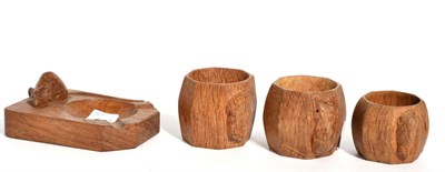 Lot 200 - Three Robert 'Mouseman' Thompson napkin rings and a Mouseman ashtray