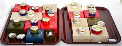 Lot 208 - Seventeen Crummels enamel Christmas trinket boxes for Harrods together with four others