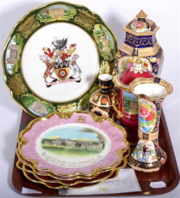 Lot 224 - A pair of Rockingham plates decorated with Wentworth house and another pair decorated with...