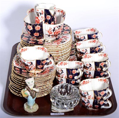 Lot 227 - Wileman ";Imari"; tea service, comprising two cake plates, eleven cups, twelve saucers, twelve side