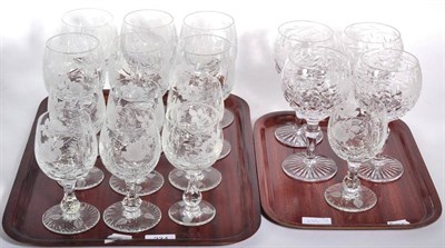 Lot 234 - A part suite of Thomas Webb etched glass and a set of four etched glasses