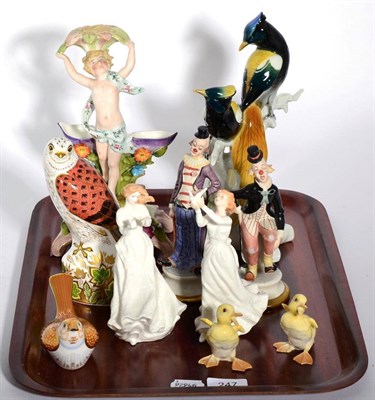 Lot 247 - Two Royal Doulton figures 'Thinking of you' and 'Thank you'; Royal Crown Derby Imari kestrel...