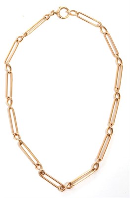 Lot 281 - A 9 carat gold long and short link chain necklace, length 38.5cm