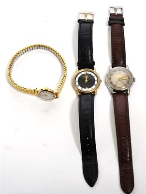 Lot 304 - An Omega 9 carat gold cased lady's wristwatch with flexible bracelet and two others (3)