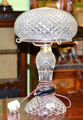 Lot 368 - A cut glass mushroom form table lamp