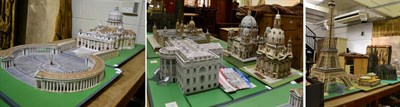 Lot 1000 - Nine scale models of famous buildings including Eiffel Tower, Berlin Cathedral, The White House, St