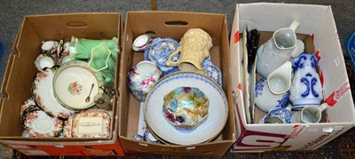 Lot 1016 - A quantity of 19th century and later ceramics including blue and white, Ironstone, Imari tea...