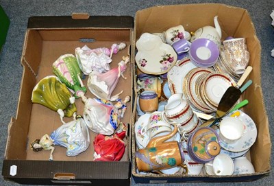 Lot 1019 - Seven Royal Doulton ladies and a box of sundry tea wares (2)