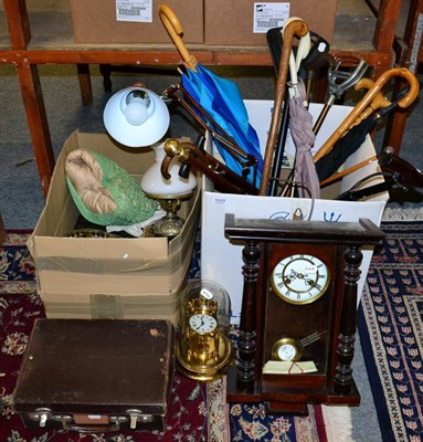 Lot 1029 - A wall timepiece, an anniversary clock, an angle poise style lamp, three lustre drop ceiling...