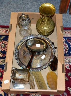 Lot 1031 - A silver topped decanter, shagreen backed dressing table items, Japanese vase etc