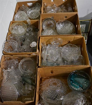 Lot 1042 - A large quantity of mainly press moulded glassware including bowls, vases, jugs etc (seven boxes)