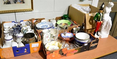 Lot 1050 - Four boxes of miscellaneous household china and glass including Carlton Ware, Noritake, Sylvac,...