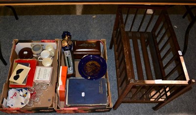 Lot 1059 - Assorted items including a tea caddy; cigarette cards; ceramics; collectables; glass etc